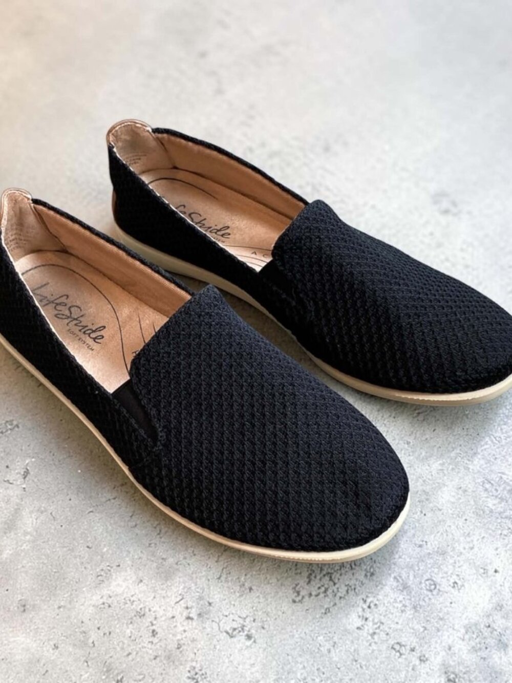 LifeStride Black Next Level Washable Slip On Loafer Shoes Women's Size 8